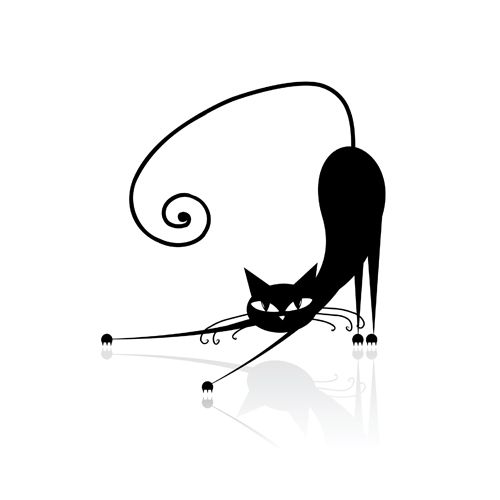 Funny Black cat design vector 02