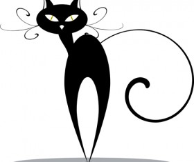 Funny Black cat design vector 03