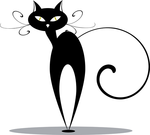 Funny Black cat design vector 03