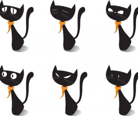 Funny Black cat design vector 04