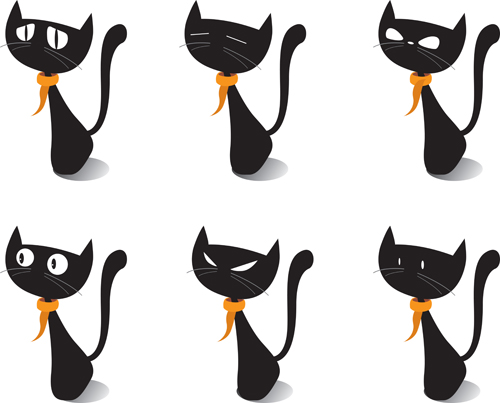 Funny Black cat design vector 04