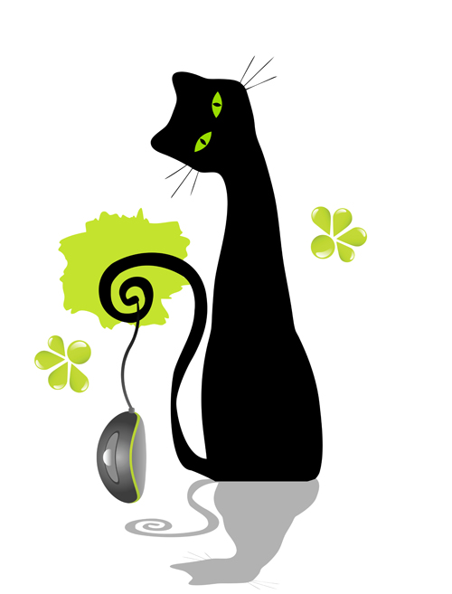 Funny Black cat design vector 05