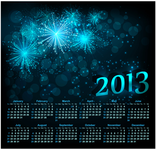 Sparkling Black style Calendars 2013 vector 01