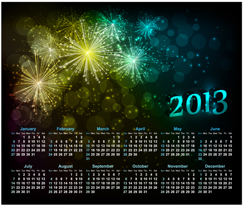 Sparkling Black style Calendars 2013 vector 03