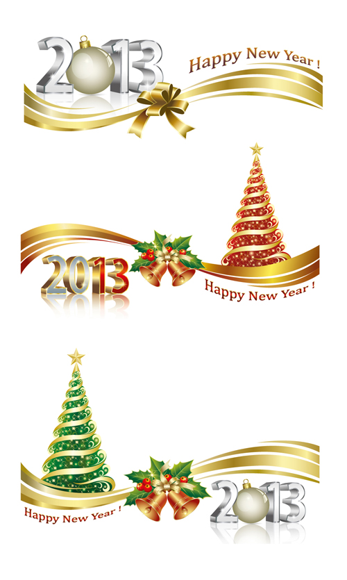 Bright 2013 New Year design vector material 03