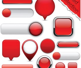 Set of Web Glass Buttons mix vector 02