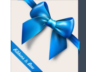 Set of Cards with ribbons and bow vector material 01
