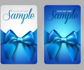 Set of Cards with ribbons and bow vector material 02