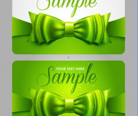 Set of Cards with ribbons and bow vector material 03