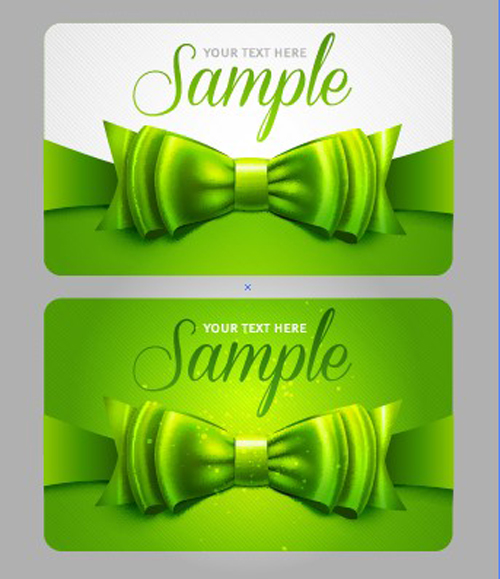 Set of Cards with ribbons and bow vector material 03