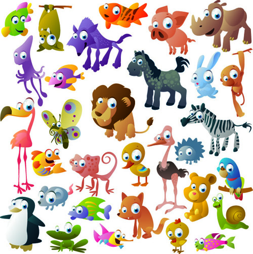 Vivid Cartoon Animals vector material 02