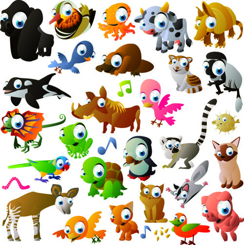 Vivid Cartoon Animals vector material 03