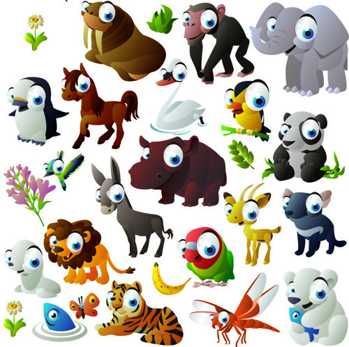 Vivid Cartoon Animals vector material 04