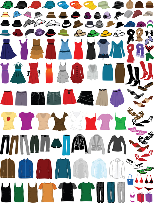 Different Clothes elements vector 02
