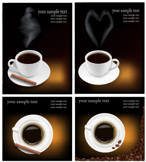 Set of Different Coffee Backgrounds vector 01