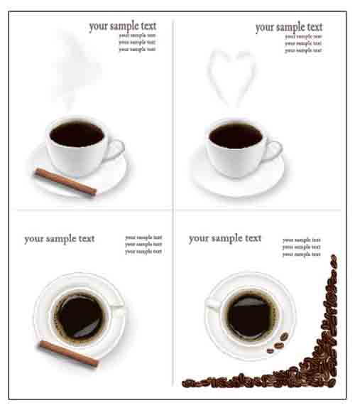 Set of Different Coffee Backgrounds vector 02