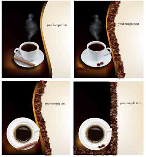 Set of Different Coffee Backgrounds vector 03