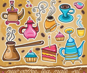 Coffee Object design elements vector material 04