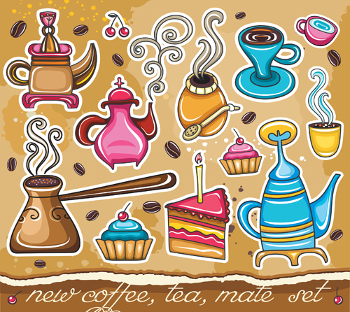 Coffee Object design elements vector material 04