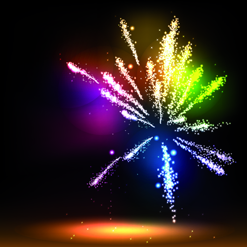 Colorful Fireworks design vector set 01