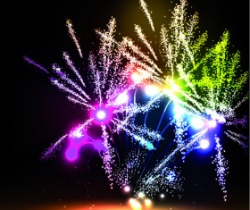 Colorful Fireworks design vector set 02