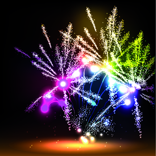 Colorful Fireworks design vector set 02