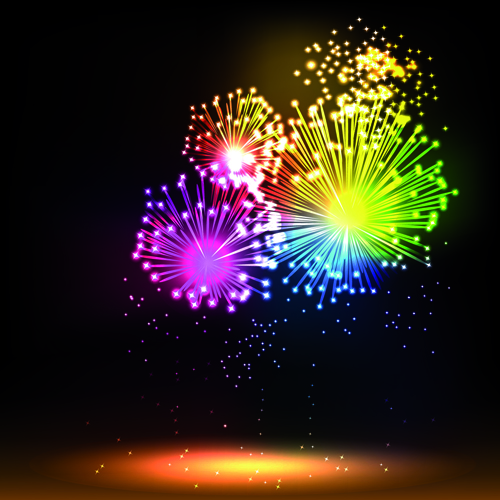 Colorful Fireworks design vector set 03