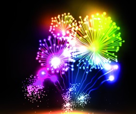 Colorful Fireworks design vector set 04