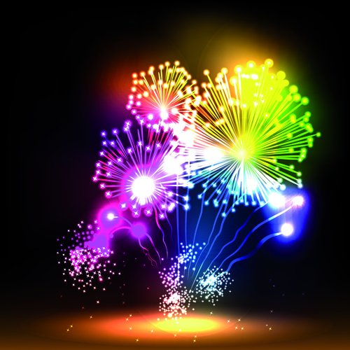 Colorful Fireworks design vector set 04