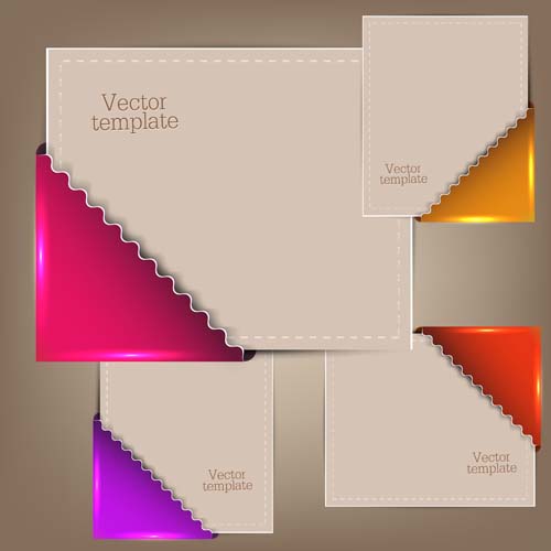 Colorful corners cards vector set 01