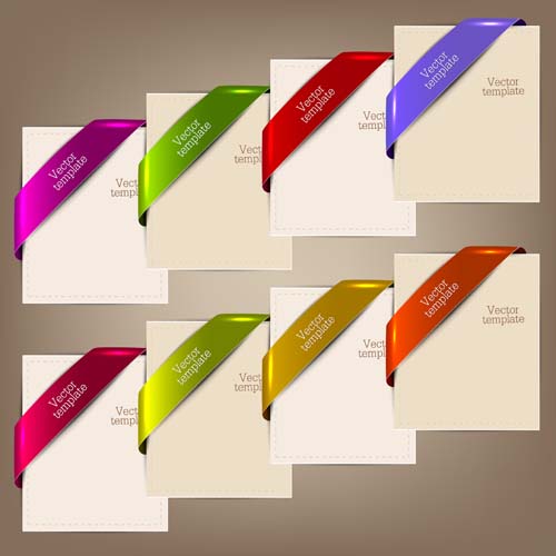 Colorful corners cards vector set 02