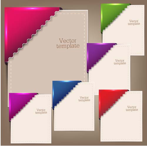 Colorful corners cards vector set 03