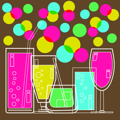 Various drinks design elements vector set 01