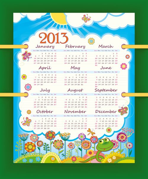 Creative Calendar grids 2013 design vector 02