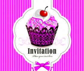 Cute Cupcakes Invitations cards vector set 04