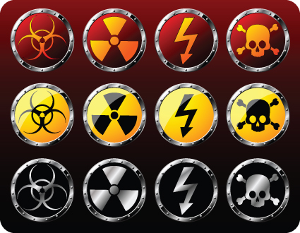 Different Danger Signs vector icons set 02