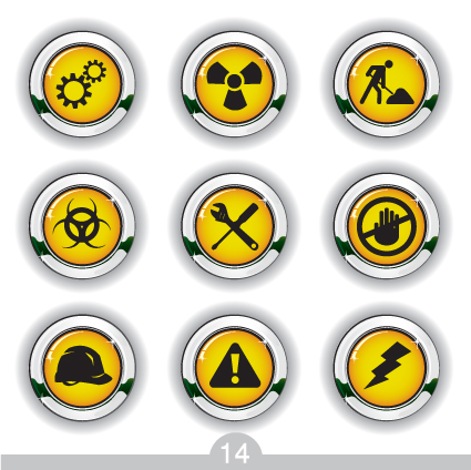 Different Danger Signs vector icons set 04