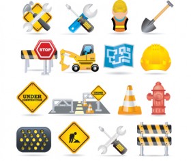 Different Danger Signs vector icons set 05