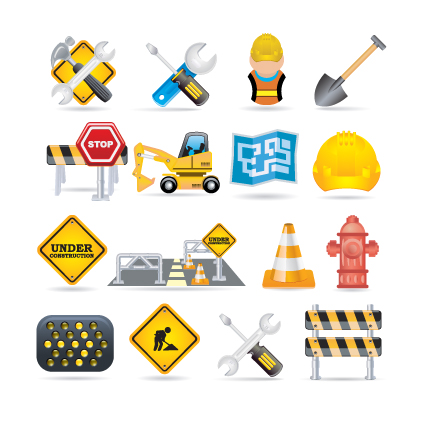 Different Danger Signs vector icons set 05