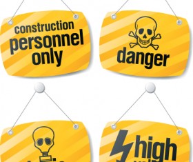 Different Danger Signs vector icons set 06