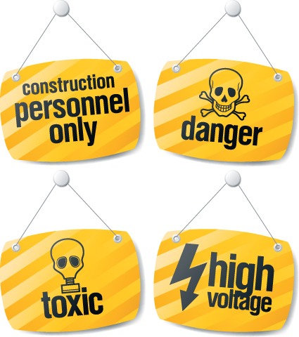 Different Danger Signs vector icons set 06
