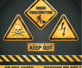 Different Danger Signs vector icons set 07