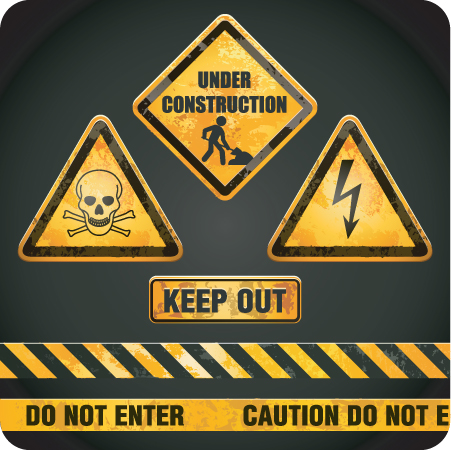 Different Danger Signs vector icons set 07