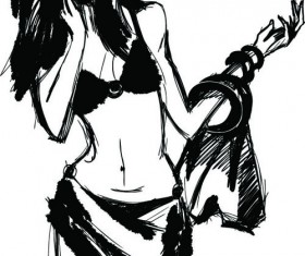 Hand Drawing girl design vector graphic 01