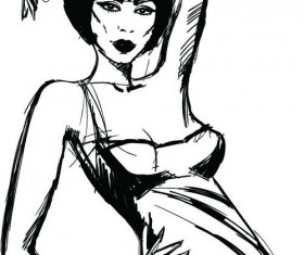 Hand Drawing girl design vector graphic 02