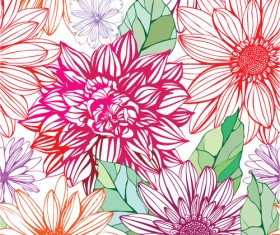 Vivid Flower patterns design elements vector 04
