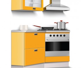 Set of Kitchen Furniture design elements vector 01