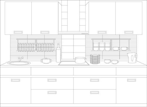 Set of Kitchen Furniture design elements vector 02