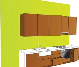 Set of Kitchen Furniture design elements vector 03