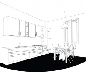 Set of Kitchen Furniture design elements vector 04